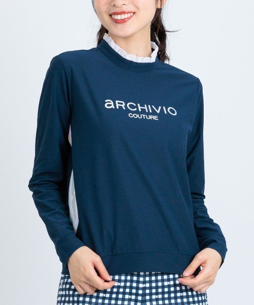 archivio（アルチビオ）の「<LADIES>UV速乾フリル×オーロラ切替プルオーバー（Tシャツ/カットソー・レディース・ホワイト/ライトオレンジ系/ネイビー・L/M/S）」の10枚目の写真