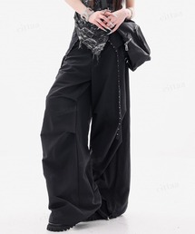 Dalfwin（ダールフィン）の「韓国ファッション 折り返しデザインワイドパンツ（カーゴパンツ）」