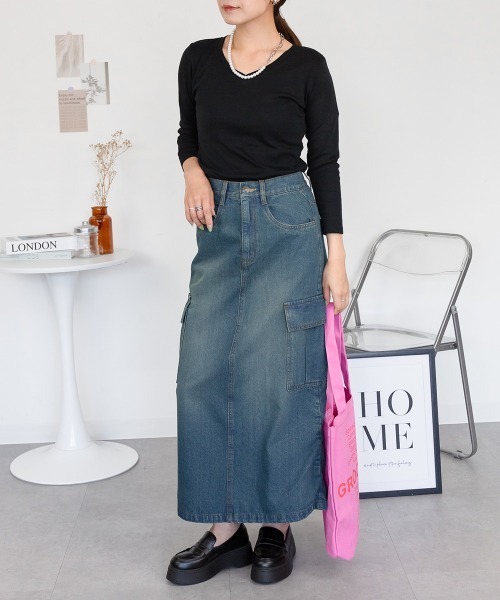 aity（アイティ）の「M-4L  Vネック8分袖スリーブ カットソー 夏服（Tシャツ/カットソー・レディース・ブラック/杢グレー/チャコールグレー/ネイビー/ホワイト・3L/LL/L/M/4L）」の21枚目の写真