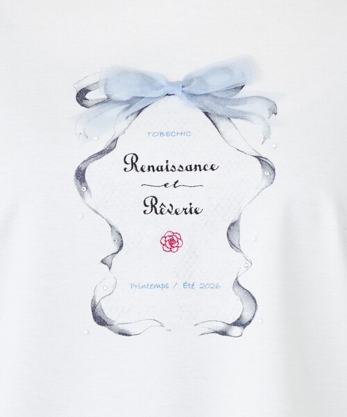 TO BE CHIC(トゥー ビー シック)の「リボンフレームモチーフ カットソー(Tシャツ/カットソー・レディース・オフホワイト/ブラック・40)」の10枚目の写真