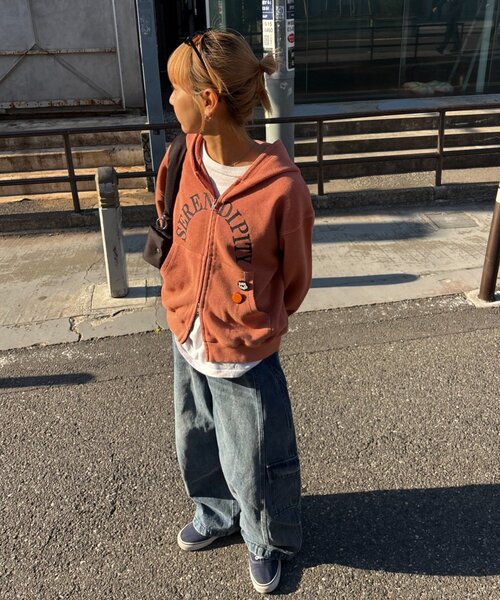 CIAOPANIC TYPY(チャオパニックティピー)の「【UNISEX】ワッフルジップパーカー(パーカー・レディース・サーモンピンク/ネイビー・MEDIUM/LARGE)」の13枚目の写真