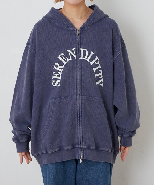 CIAOPANIC TYPY(チャオパニックティピー)の「【UNISEX】ワッフルジップパーカー(パーカー・レディース・サーモンピンク/ネイビー・MEDIUM/LARGE)」の14枚目の写真
