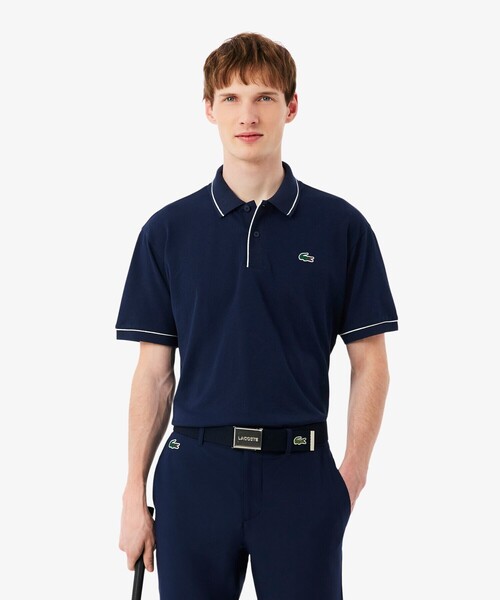 LACOSTE(ラコステ)の「UVカット サーモレギュレーション配色 イージーケア ラインポロシャツ(ポロシャツ・メンズ・ネイビー/ホワイト/アクア・5/4/3)」の3枚目の写真