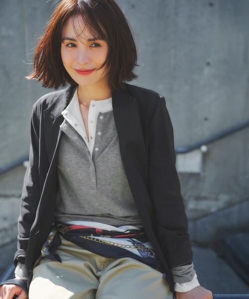 23区 L(ニジュウサンクオオキイサイズ)の「リネンレーヨンストレッチ ダブルジャケット(その他アウター・レディース・ネイビー系/ベージュ系/ダークブラウン系・44/48/50/46)」の10枚目の写真