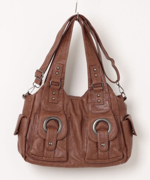 IO(イオ)(イオ)の「Five pockets 2Way Boston Bag/ファイブポケット2ウェイボストンバッグ(ボストンバッグ・レディース・ブラック/ブラウン/ダークグレー・FREE)」の3枚目の写真
