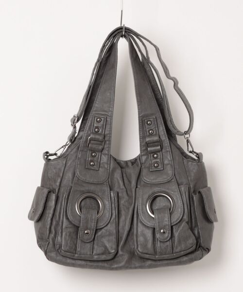 IO(イオ)(イオ)の「Five pockets 2Way Boston Bag/ファイブポケット2ウェイボストンバッグ(ボストンバッグ・レディース・ブラック/ブラウン/ダークグレー・FREE)」の2枚目の写真