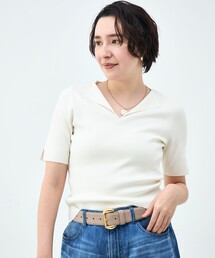 NOLLEY’S Sophi | 《手洗い可能》トライアングルカラー総針5分袖プルオーバー(ニット/セーター)