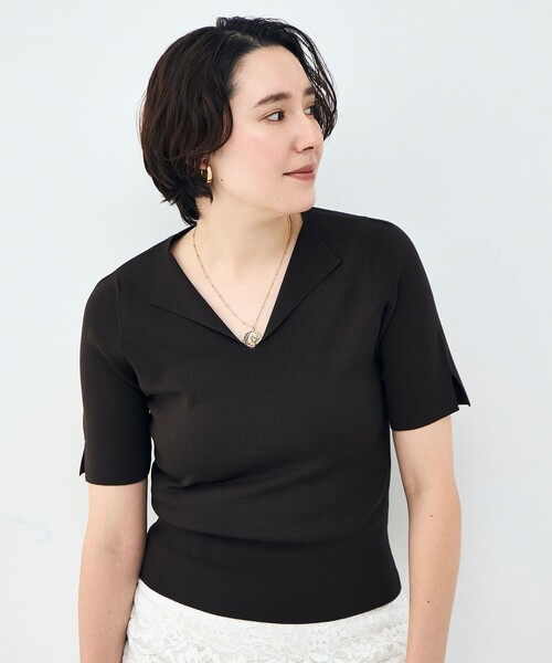 NOLLEY’S Sophi(ノーリーズソフィ)の「《手洗い可能》トライアングルカラー総針5分袖プルオーバー(ニット/セーター・レディース・オフホワイト/ミント/ダークブラウン・38)」の10枚目の写真