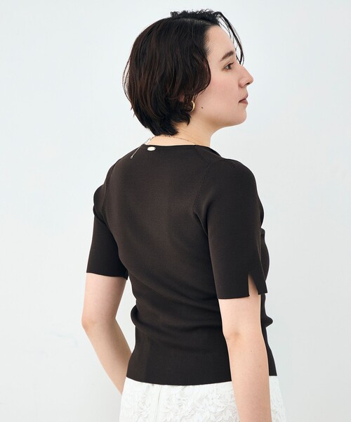 NOLLEY’S Sophi(ノーリーズソフィ)の「《手洗い可能》トライアングルカラー総針5分袖プルオーバー(ニット/セーター・レディース・オフホワイト/ミント/ダークブラウン・38)」の12枚目の写真
