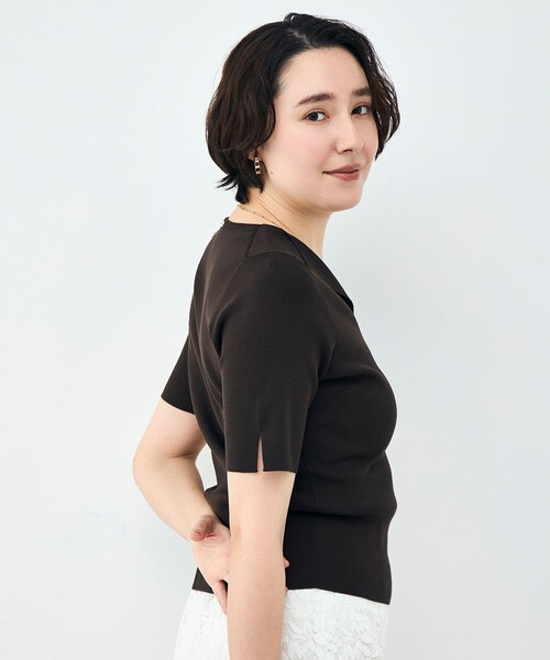 NOLLEY’S Sophi(ノーリーズソフィ)の「《手洗い可能》トライアングルカラー総針5分袖プルオーバー(ニット/セーター・レディース・オフホワイト/ミント/ダークブラウン・38)」の13枚目の写真