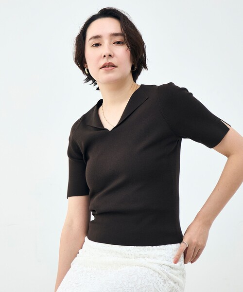 NOLLEY’S Sophi(ノーリーズソフィ)の「《手洗い可能》トライアングルカラー総針5分袖プルオーバー(ニット/セーター・レディース・オフホワイト/ミント/ダークブラウン・38)」の18枚目の写真
