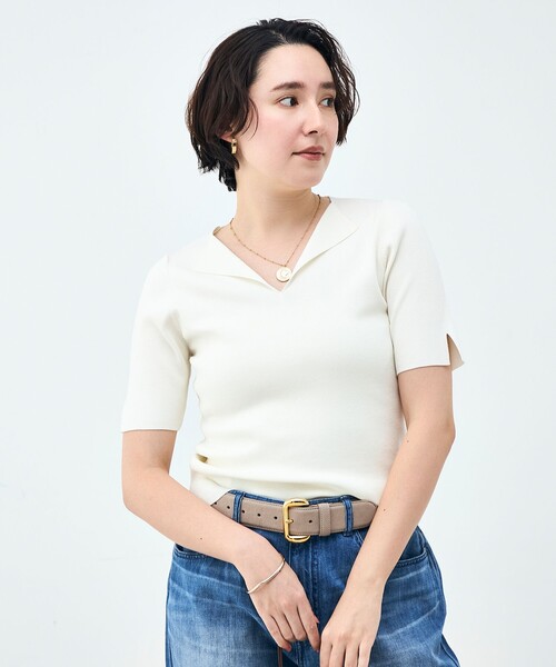 NOLLEY’S Sophi(ノーリーズソフィ)の「《手洗い可能》トライアングルカラー総針5分袖プルオーバー(ニット/セーター・レディース・オフホワイト/ミント/ダークブラウン・38)」の22枚目の写真
