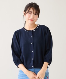 Rose Tiara（ローズティアラ）の「【綿100%】鹿の子編みビジューカーディガン（カーディガン/ボレロ）」