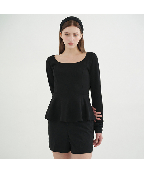 MICANE(ミケーネ)の「タヒールペプラムT(Tシャツ/カットソー・レディース・アイボリー/スカイブルー/ブラック・MEDIUM/LARGE/XX-LARGE/X-LARGE/SMALL)」の2枚目の写真