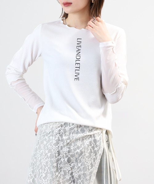 Anna Nicola(アンナニコラ)の「Anna Nicola 袖シアー ロゴプリントテレコメロウトップス 長袖(Tシャツ/カットソー・レディース・オフホワイト/ブラック/ライトグレー・38)」の17枚目の写真