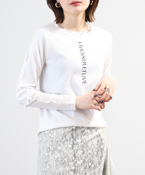 Anna Nicola(アンナニコラ)の「Anna Nicola 袖シアー ロゴプリントテレコメロウトップス 長袖(Tシャツ/カットソー・レディース・オフホワイト/ブラック/ライトグレー・38)」の18枚目の写真