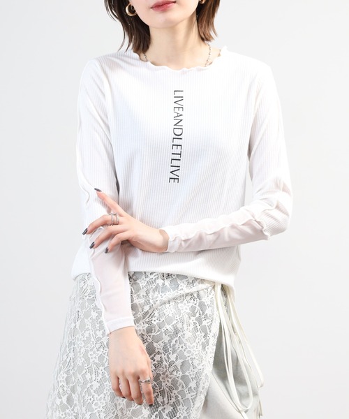 Anna Nicola(アンナニコラ)の「Anna Nicola 袖シアー ロゴプリントテレコメロウトップス 長袖(Tシャツ/カットソー・レディース・オフホワイト/ブラック/ライトグレー・38)」の21枚目の写真