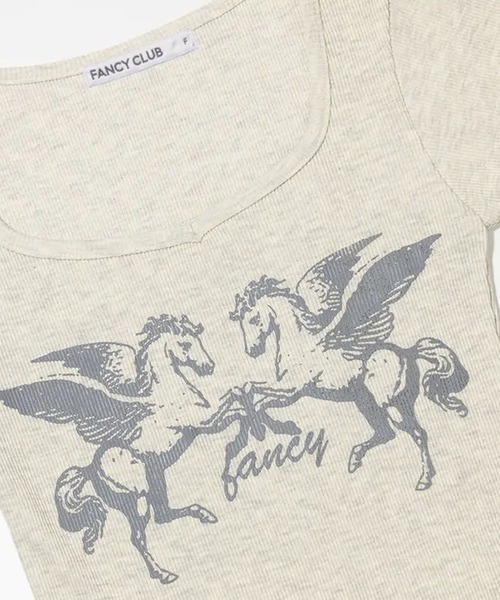 Ada.(エイダ)の「◇FANCYCLUB◇ブランド直輸入正規品/ペガサス リブトップ PEGASUS RIBBED TOP(Tシャツ/カットソー・レディース・オートミール/ブラック・FREE)」の18枚目の写真