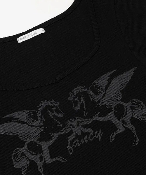 Ada.(エイダ)の「◇FANCYCLUB◇ブランド直輸入正規品/ペガサス リブトップ PEGASUS RIBBED TOP(Tシャツ/カットソー・レディース・オートミール/ブラック・FREE)」の14枚目の写真