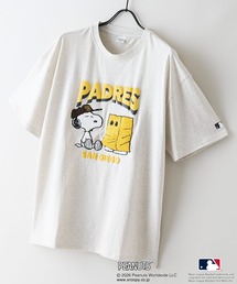 PEANUTS（ピーナッツ）の「【PEANUTS×MLB】【レジャー・フェスに】MLB×スヌーピー 刺繍Tシャツ 厚手コットン100% 透けない・丈夫 ストリートスタイル（Tシャツ/カットソー）」