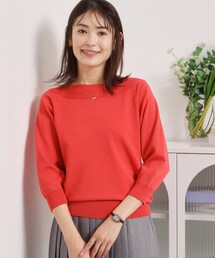 【縮みに強い/毛玉防止/洗濯機OK】タフニット 襟ぐり編地切替ニットプルオーバー