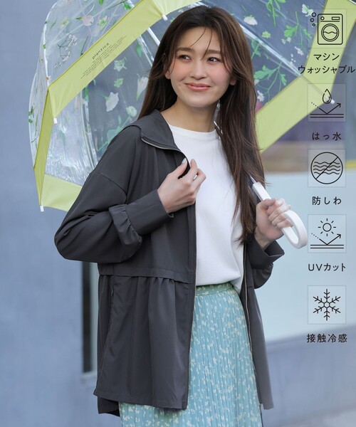 ANY SIS(エニィスィス)の「ラッシュガード ジップアップフーディー(パーカー・レディース・グレー系/ライトグレー系/ホワイト系・X-LARGE)」の3枚目の写真