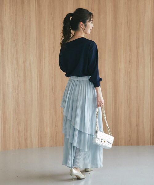 La boutique BonBon（ラブティックボンボン）の「【接触冷感・スッキリ美人見え】クールタッチUVすっきりオフショルニット（ニット/セーター・レディース・ネイビー/イエロー/ホワイト・FREE）」の19枚目の写真