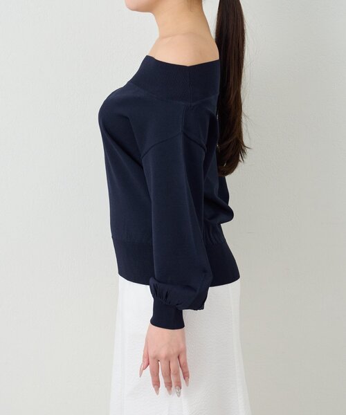 La boutique BonBon（ラブティックボンボン）の「【接触冷感・スッキリ美人見え】クールタッチUVすっきりオフショルニット（ニット/セーター・レディース・ネイビー/イエロー/ホワイト・FREE）」の22枚目の写真