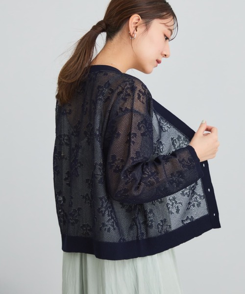 COHINA（コヒナ）の「シアーボタニカルカーディガン 【低身長・小柄女性】（カーディガン/ボレロ・レディース・ホワイト/ネイビー・ONE SIZE）」の11枚目の写真