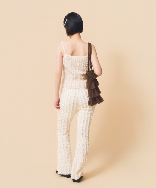 Casselini(キャセリーニ)の「Casselini(キャセリーニ)メッシュフリルトート(トートバッグ・レディース・ブラック/ラベンダー/ホワイト/ブラウン・FREE)」の12枚目の写真