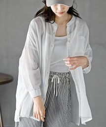 rps | バンドカラー綿麻シアーブラウス(シャツ/ブラウス)