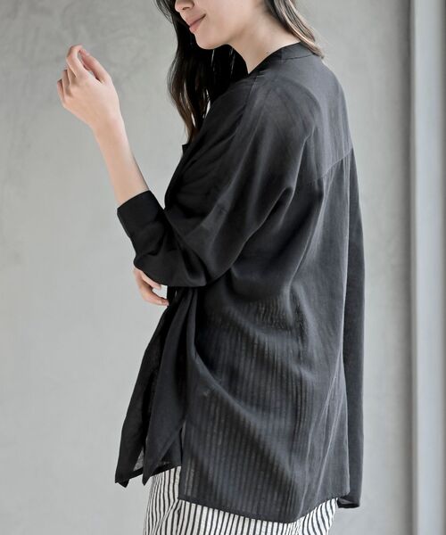 rps（アールピーエス）の「バンドカラー綿麻シアーブラウス（シャツ/ブラウス・レディース・オフホワイト/ブラック/ミント/イエロー/ピンク・フリー）」の11枚目の写真