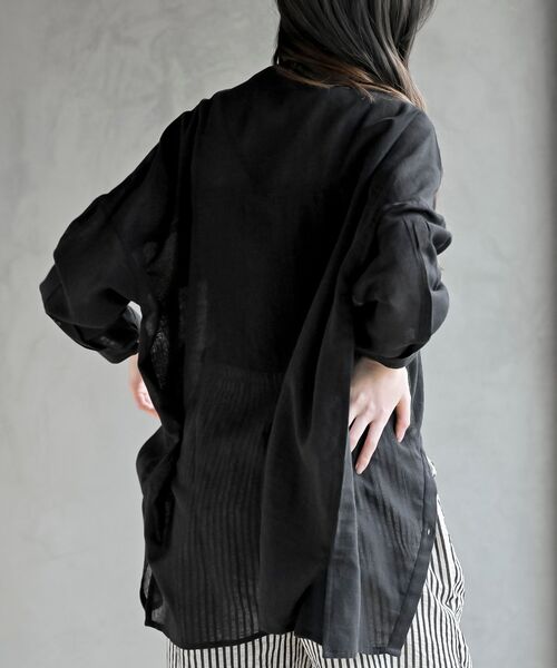 rps（アールピーエス）の「バンドカラー綿麻シアーブラウス（シャツ/ブラウス・レディース・オフホワイト/ブラック/ミント/イエロー/ピンク・フリー）」の12枚目の写真