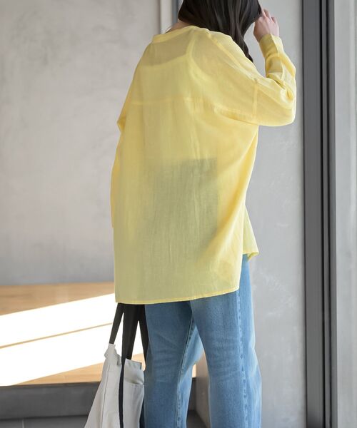 rps（アールピーエス）の「バンドカラー綿麻シアーブラウス（シャツ/ブラウス・レディース・オフホワイト/ブラック/ミント/イエロー/ピンク・フリー）」の16枚目の写真