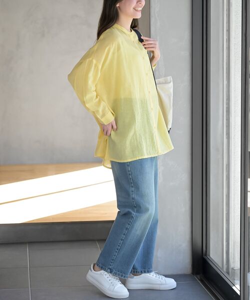 rps（アールピーエス）の「バンドカラー綿麻シアーブラウス（シャツ/ブラウス・レディース・オフホワイト/ブラック/ミント/イエロー/ピンク・フリー）」の17枚目の写真