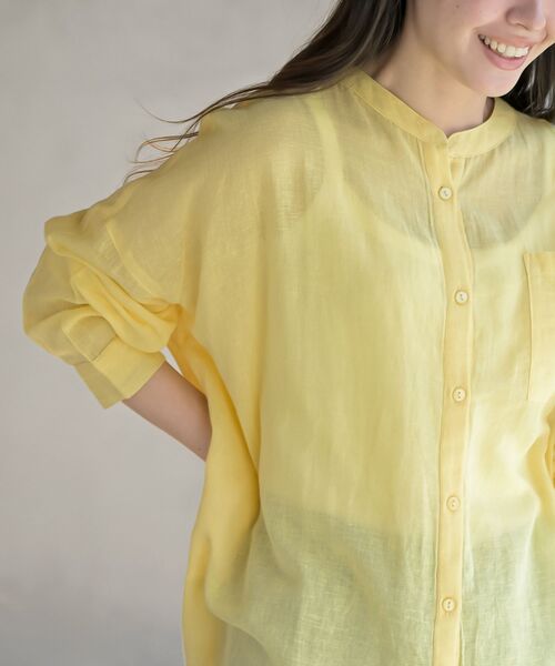 rps（アールピーエス）の「バンドカラー綿麻シアーブラウス（シャツ/ブラウス・レディース・オフホワイト/ブラック/ミント/イエロー/ピンク・フリー）」の18枚目の写真