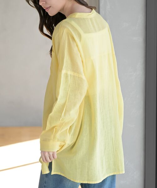 rps（アールピーエス）の「バンドカラー綿麻シアーブラウス（シャツ/ブラウス・レディース・オフホワイト/ブラック/ミント/イエロー/ピンク・フリー）」の20枚目の写真