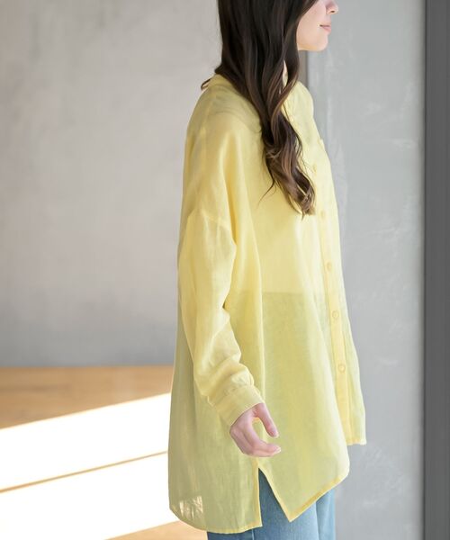 rps（アールピーエス）の「バンドカラー綿麻シアーブラウス（シャツ/ブラウス・レディース・オフホワイト/ブラック/ミント/イエロー/ピンク・フリー）」の21枚目の写真