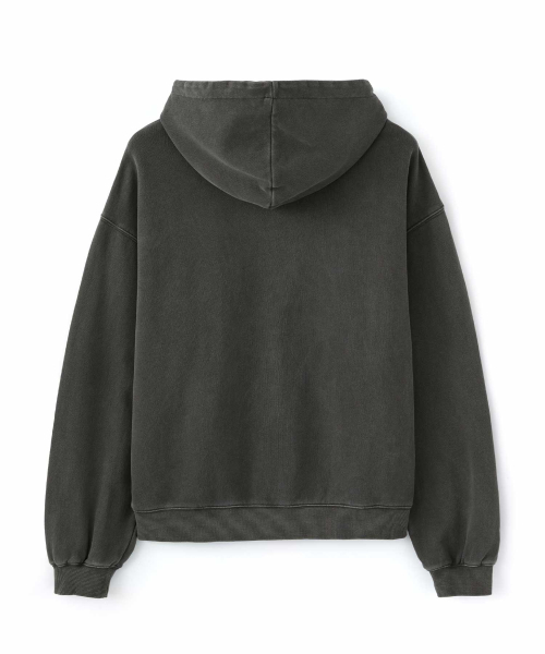 WMC(ダブリューエムシー)の「ピグメントスローガンフードパーカー_CHARCOAL GREY(パーカー・メンズ・チャコールグレー・M/L)」の2枚目の写真