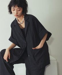 ANOTHER S（アナザーエス）の「ストライプハーフスリーブジャケット（テーラードジャケット）」