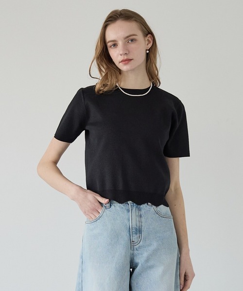 BIRTHDAY BASH(バースデイバッシュ)の「2WAY LAME KNIT SHEER FRILL TOPS(ニット/セーター・レディース・ブラック/サックスブルー/ホワイト・FREE)」の3枚目の写真