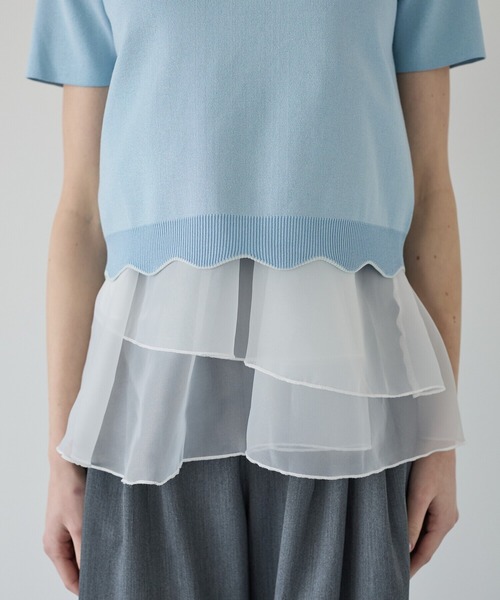 BIRTHDAY BASH(バースデイバッシュ)の「2WAY LAME KNIT SHEER FRILL TOPS(ニット/セーター・レディース・ブラック/サックスブルー/ホワイト・FREE)」の5枚目の写真