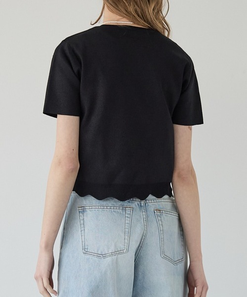 BIRTHDAY BASH(バースデイバッシュ)の「2WAY LAME KNIT SHEER FRILL TOPS(ニット/セーター・レディース・ブラック/サックスブルー/ホワイト・FREE)」の11枚目の写真