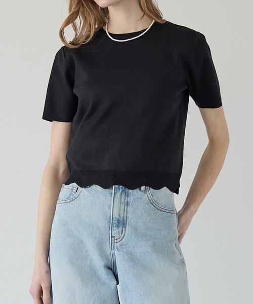 BIRTHDAY BASH(バースデイバッシュ)の「2WAY LAME KNIT SHEER FRILL TOPS(ニット/セーター・レディース・ブラック/サックスブルー/ホワイト・FREE)」の10枚目の写真