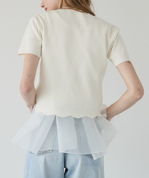 BIRTHDAY BASH(バースデイバッシュ)の「2WAY LAME KNIT SHEER FRILL TOPS(ニット/セーター・レディース・ブラック/サックスブルー/ホワイト・FREE)」の9枚目の写真
