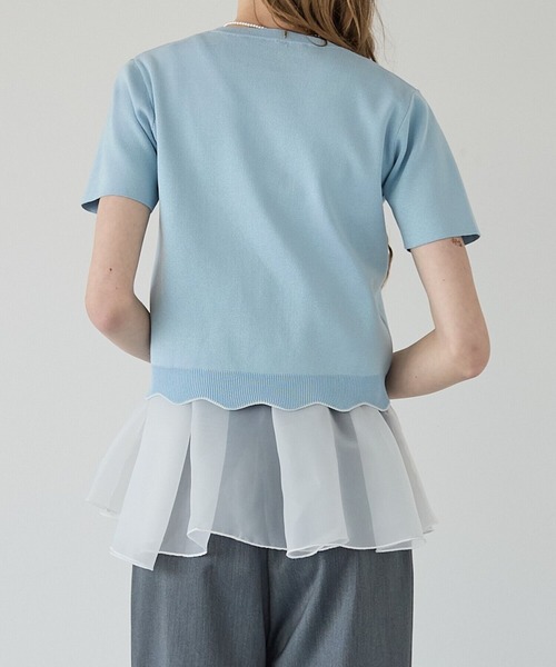 BIRTHDAY BASH(バースデイバッシュ)の「2WAY LAME KNIT SHEER FRILL TOPS(ニット/セーター・レディース・ブラック/サックスブルー/ホワイト・FREE)」の7枚目の写真