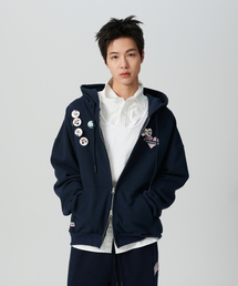 Beyond Closet（-）の「ノーマンティック ヘビーウェイト オーバーサイズ フードジップアップTシャツ ネイビー（パーカー）」