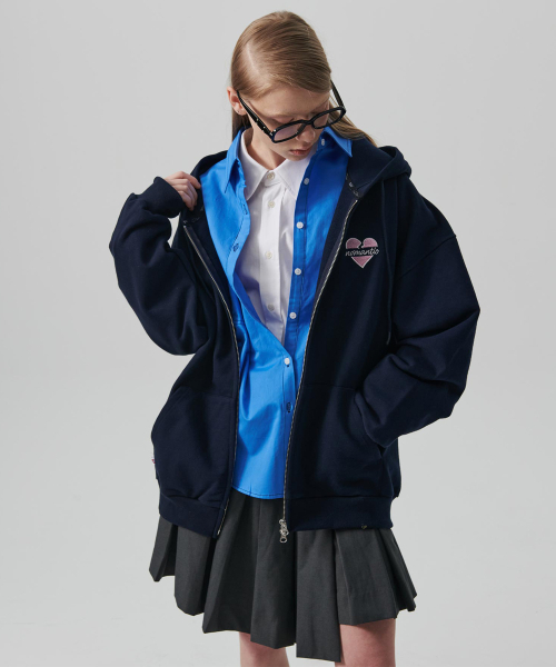 Beyond Closet(-)の「ノーマンティック ヘビーウェイト オーバーサイズ フードジップアップTシャツ ネイビー(パーカー・メンズ・その他・MEDIUM/LARGE)」の2枚目の写真