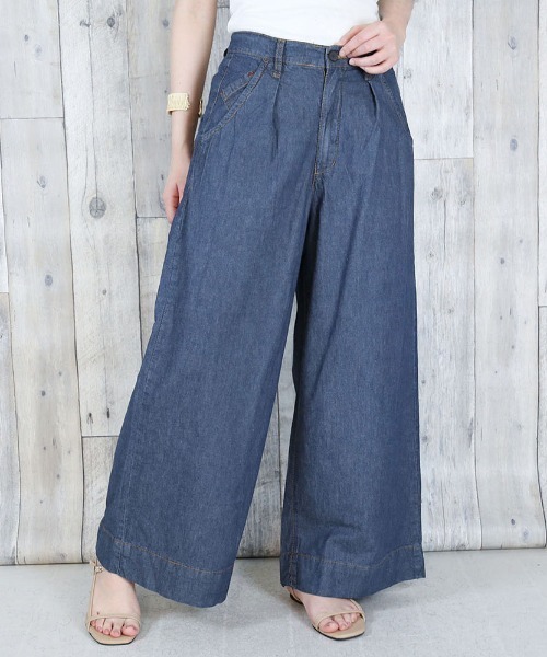 RCD(アールシーディー)の「6.5ozライトオンスデニムワイドパンツ ライトオンス(デニムパンツ・レディース・ネイビー/ワンウォッシュ・M/LL/L)」の1枚目の写真