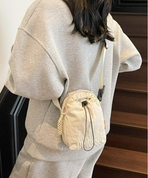 刺繍ロゴ ナイロン 巾着 ミニショルダーバッグ